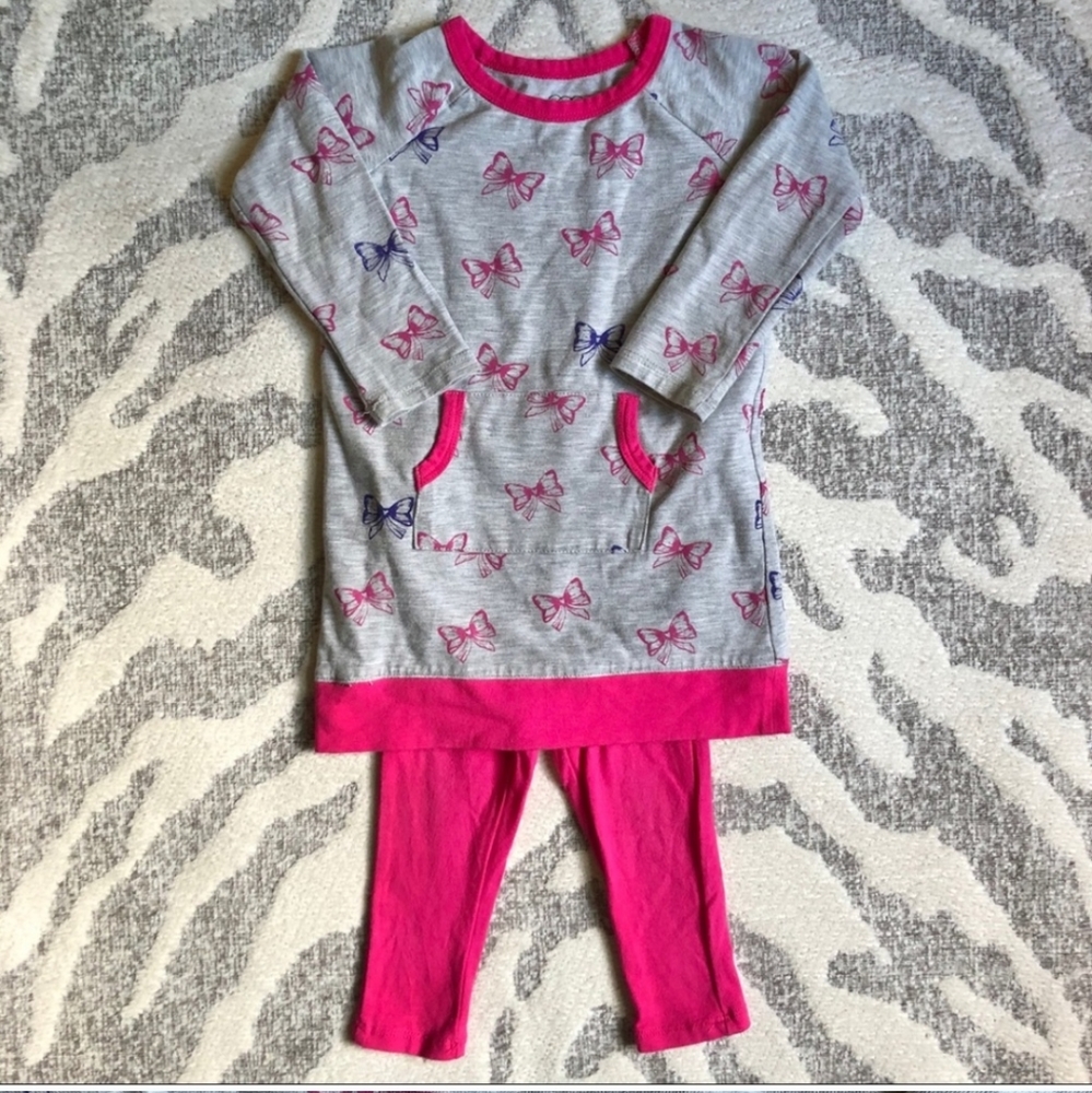 Egg Baby Bow Print Dress and Leggings
